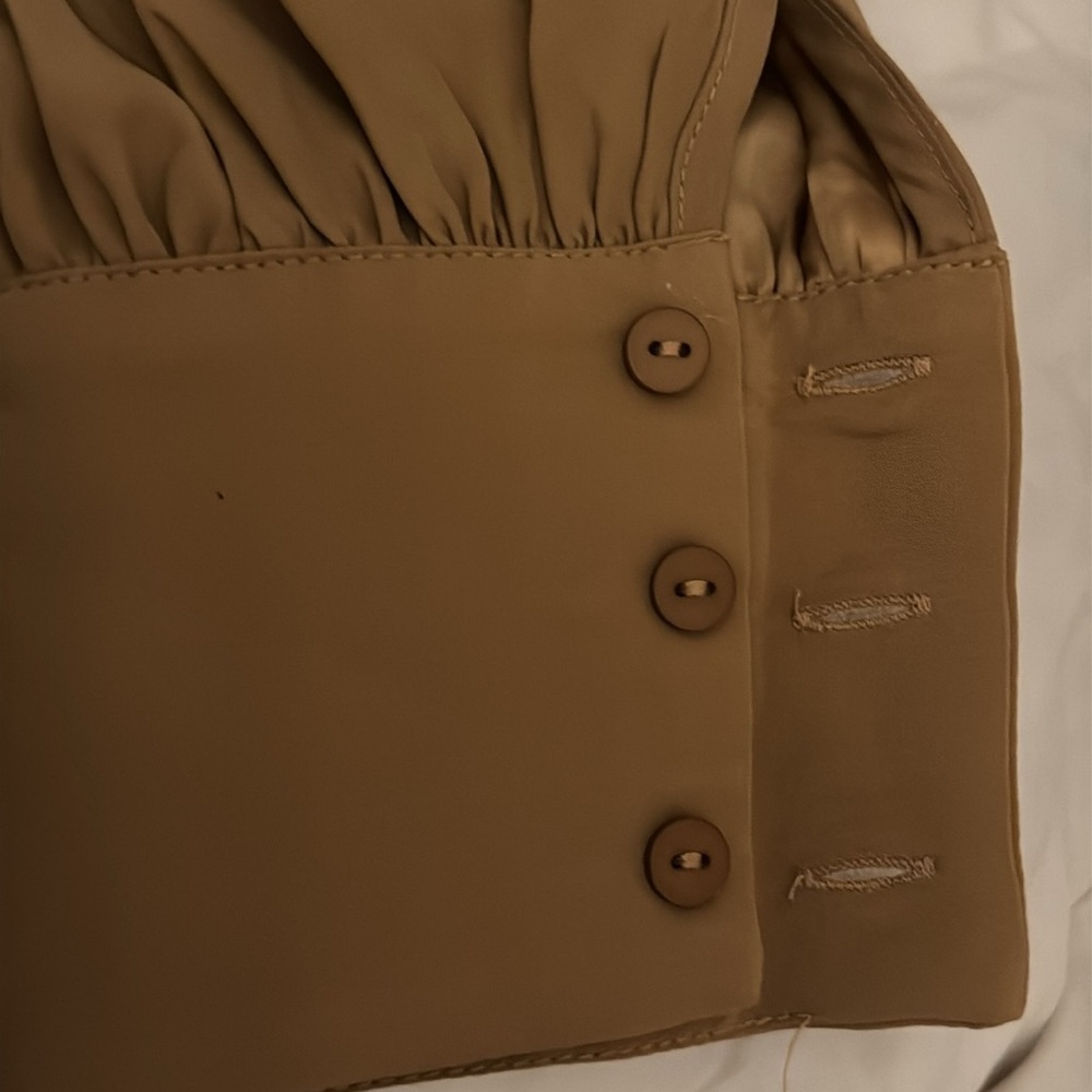 GOLD HAWK Shirt 100% Silk Size XS Blouse‎ Top Tan Luxury Business Casual Party - Picture 7 of 10